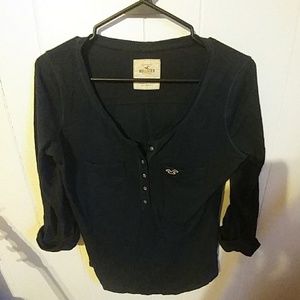 Navy Hollister Roll 3/4 Sleeve Shirt